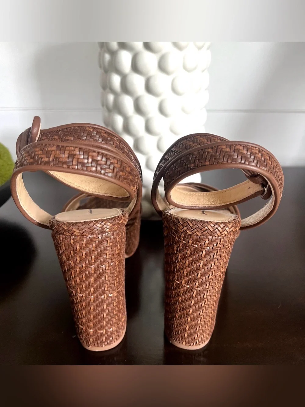 Veronica Beard Lalana Woven Platform Ankle-Strap Sandal